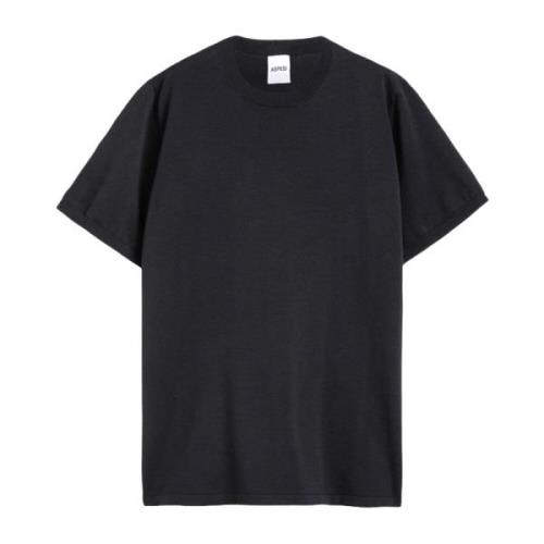 Zwarte Katoenen Crew Neck T-shirt Aspesi , Black , Heren