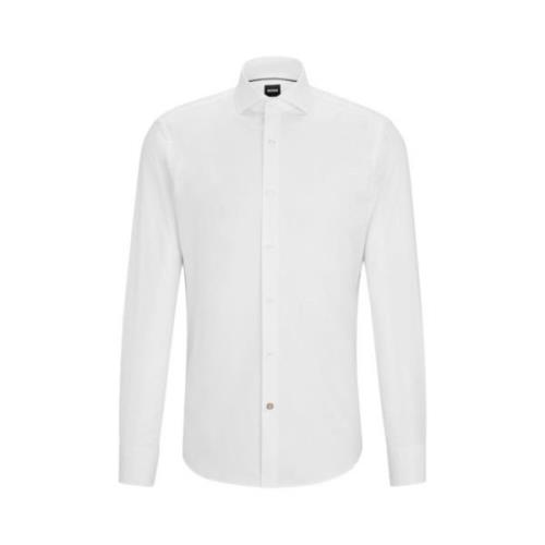 Regular Fit Katoenen Twill Overhemd - Wit Hugo Boss , White , Heren