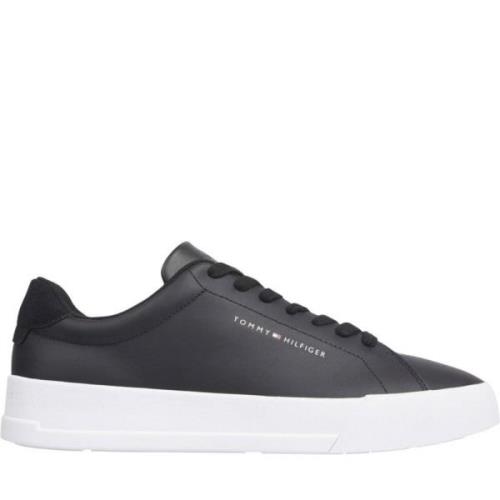 Zwarte Court Vrijetijd Sneakers Tommy Hilfiger , Black , Heren