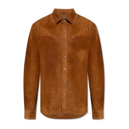 Leren shirt Navarro AllSaints , Brown , Heren