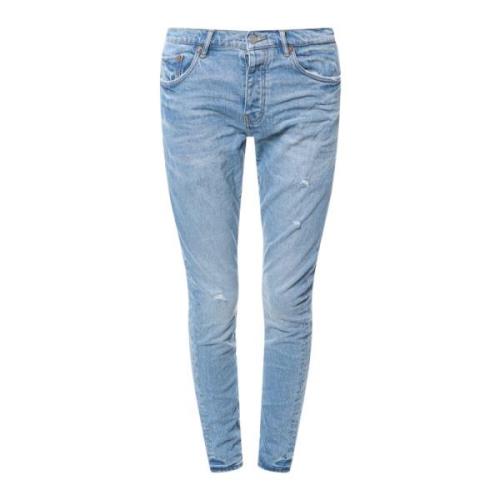 Slim Fit Katoenen Jeans met Logo Patch Purple Brand , Blue , Heren