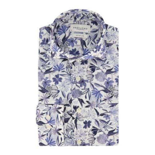 Casual Blauw Overhemd Profuomo , Multicolor , Heren