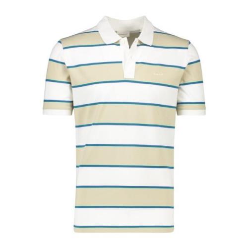 Korte Mouw Beige Gestreepte Polo Gant , Multicolor , Heren