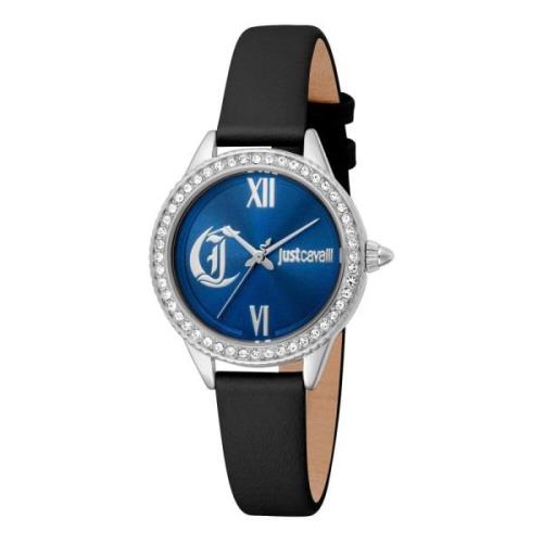 Klassiek Leren Analoge Horloge Just Cavalli , Black , Dames