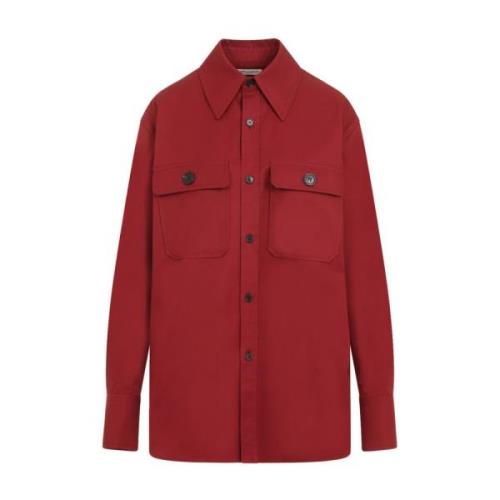 Rode Katoenen Overhemd Klassieke Stijl Saint Laurent , Red , Dames