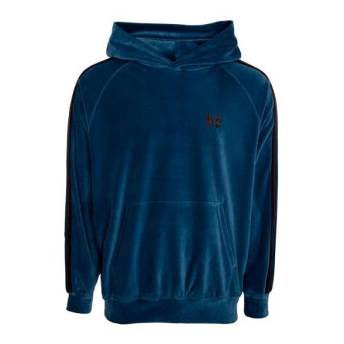 Velours Hoodie met Kangoeroezak Needles , Blue , Heren