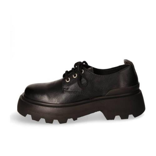 Gestructureerde Leren Derby Schoenen Ami Paris , Black , Heren