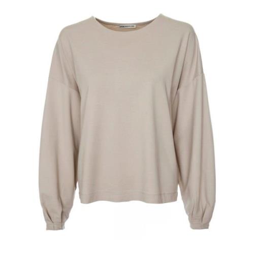 Feminien Sweatshirt met Boothals Drykorn , Beige , Dames