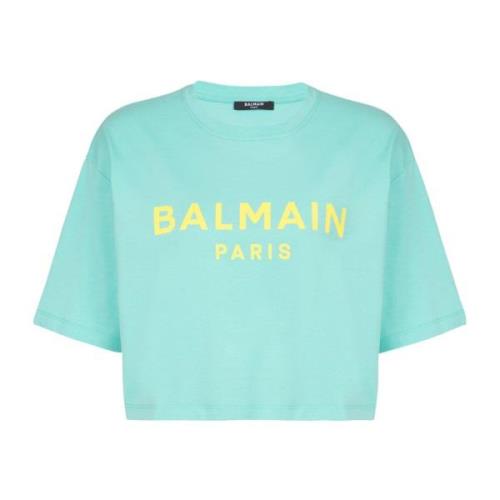 T-shirt met Paris print Balmain , Blue , Dames