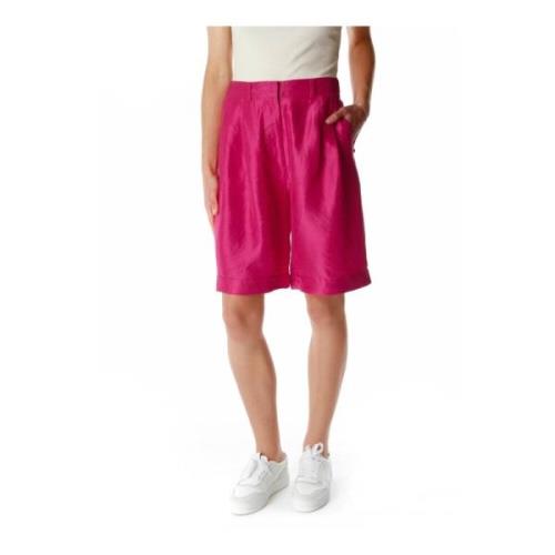Hoge taille klassieke shorts met riemlussen Munthe , Pink , Dames