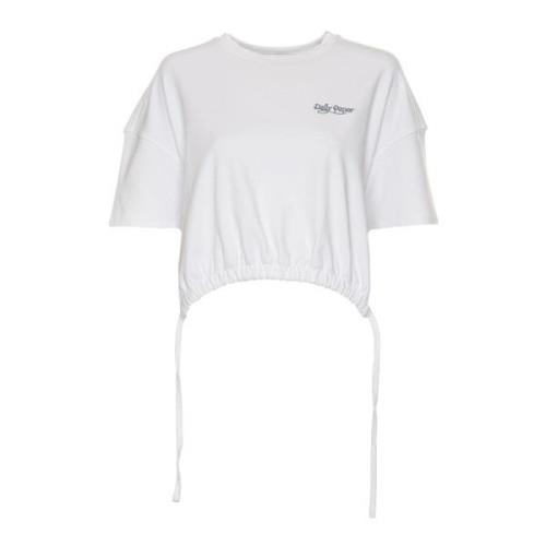 T-shirt met Ronde Hals en Logo Borduursel Daily Paper , White , Dames