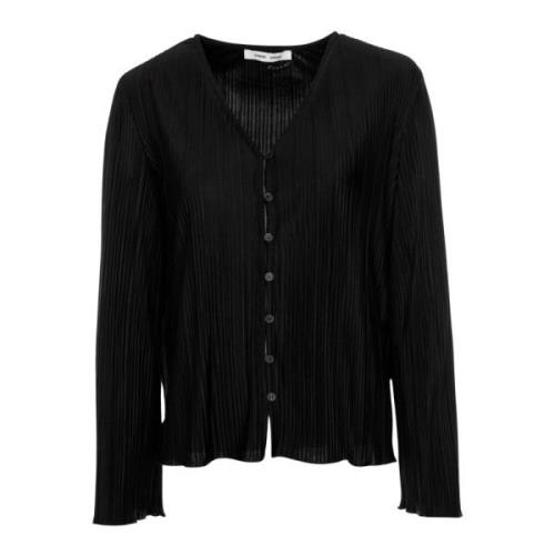 Geplooide V-hals Blouse met Vleermuismouwen Samsøe Samsøe , Black , Da...