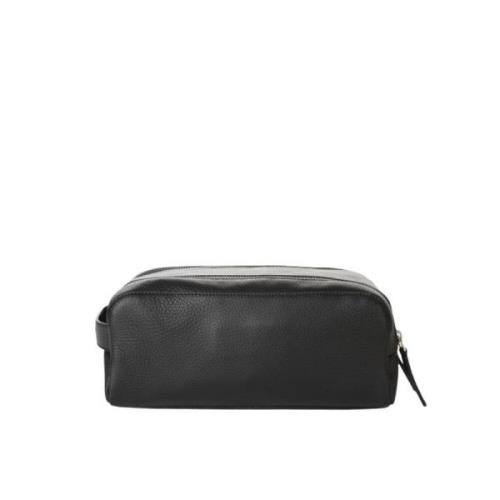 Zwarte leren beautycase met zakken Orciani , Black , Heren