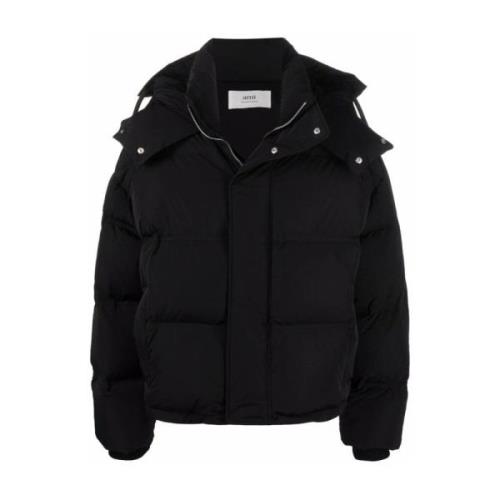 Puffer Jacket met De Coeur Logo Ami Paris , Black , Heren
