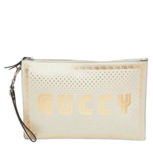 Pre-owned Leather clutches Gucci Vintage , Beige , Dames