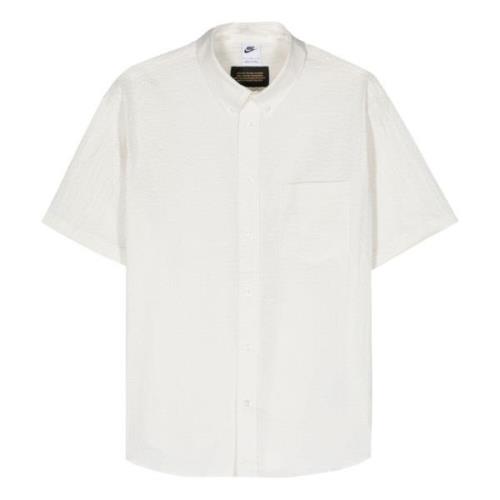 Seersucker Button Down Overhemd Nike , White , Heren