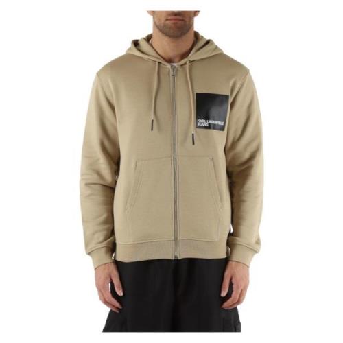 Katoenen Hoodie met Rits Karl Lagerfeld , Beige , Heren