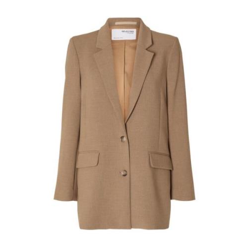 Relaxte Camel Blazer Selected Femme , Brown , Dames