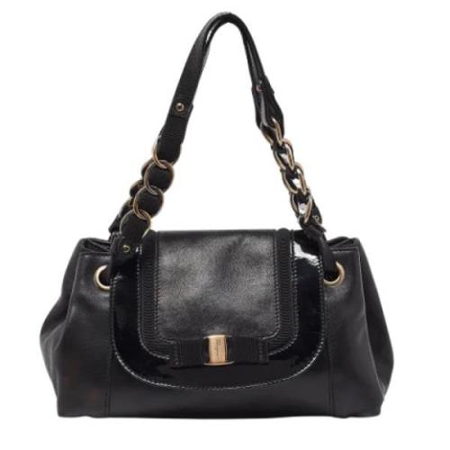 Pre-owned Leather shoulder-bags Salvatore Ferragamo Pre-owned , Black ...