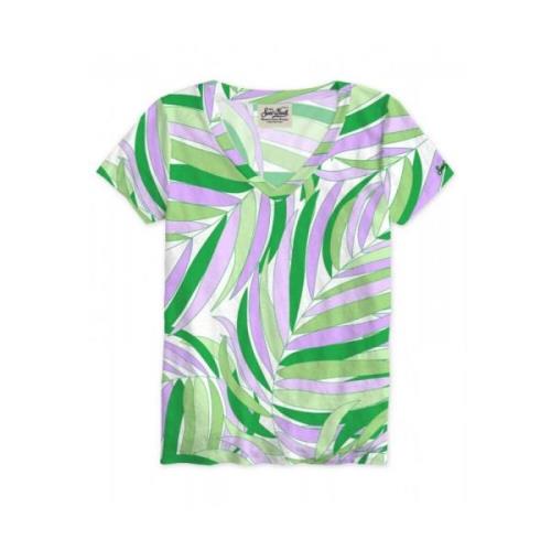Palmprint Linnen T-shirt Eloise MC2 Saint Barth , Multicolor , Dames