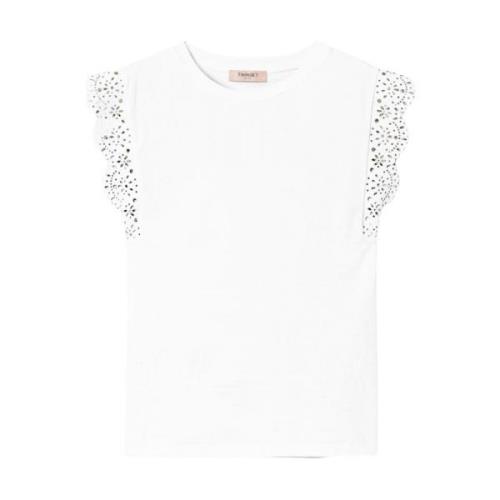 Bloemen Laser Cut T-shirt Twinset , White , Dames
