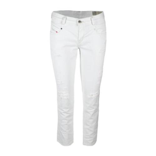 Witte Katoenen Heren Jeans met Rits en Knoop Diesel , White , Heren