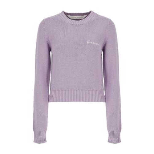 Lila Katoenen Crewneck Sweatshirt Geborduurd Logo Palm Angels , Purple...