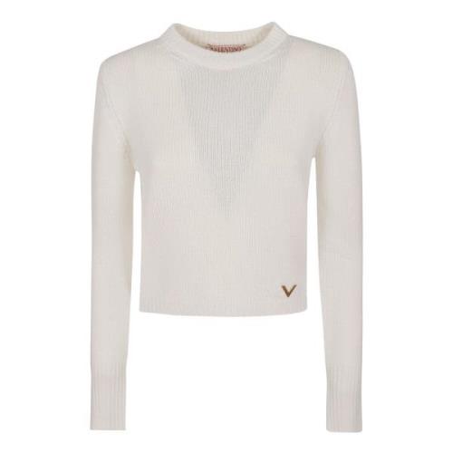 Cashmere V Gold Pullover Sweater Valentino Garavani , White , Dames
