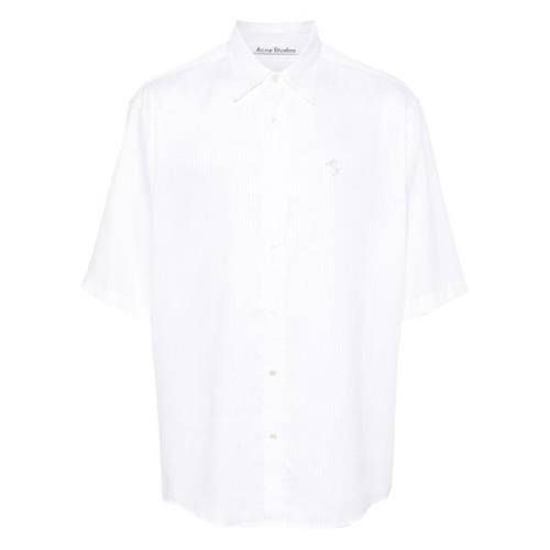 Witte Gestreepte Button-Up Shirt Acne Studios , White , Heren