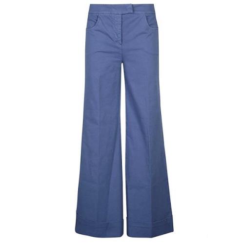 Lichtblauwe Palazzo Denim Broek Via Masini 80 , Blue , Dames