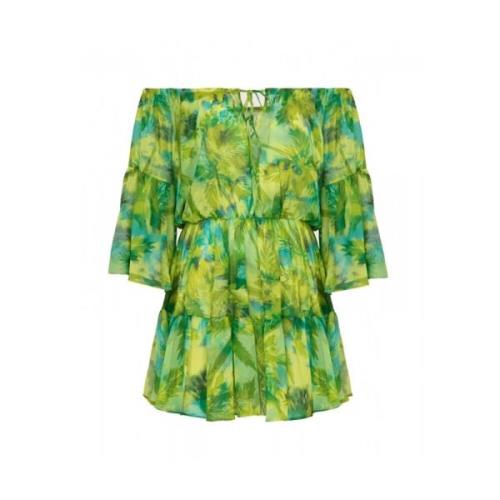 Korte jurk met off-shoulder stijl F**k , Green , Dames