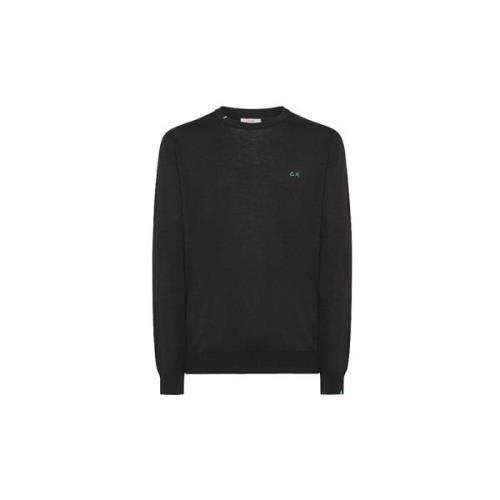 Katoenen Crewneck Sweater Zwart Sun68 , Black , Heren