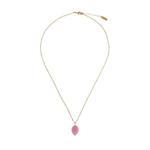 Verguld Blad Hanger Ketting Malababa , Pink , Dames