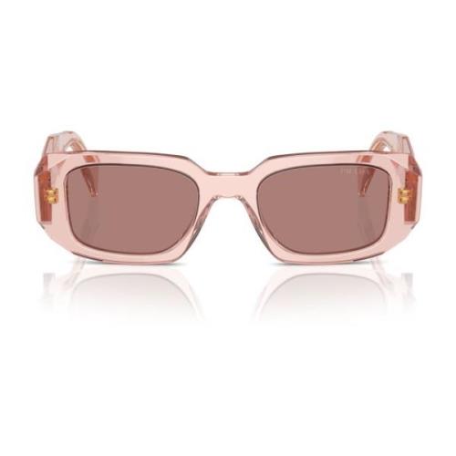 Rechthoekige zonnebril perzik transparant frame Prada , Pink , Unisex