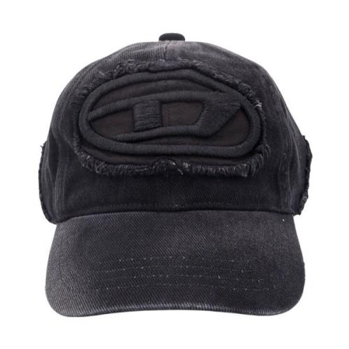 Katoenen Hoed met Oval-D Logo Diesel , Black , Heren