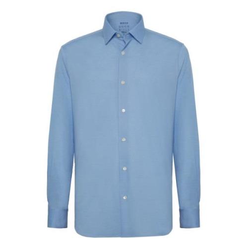 Slim Fit Katoen en Coolmax® Overhemd Boggi Milano , Blue , Heren