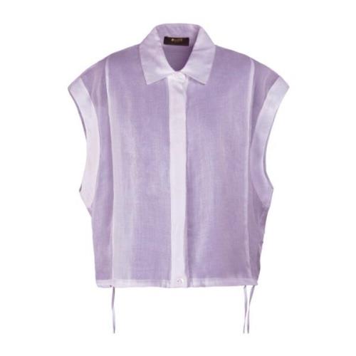 Ramie Mouwloze Shirt Moorer , Purple , Dames