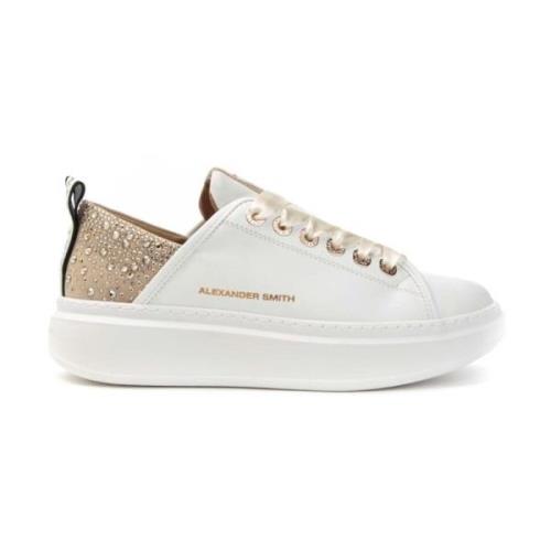 Wembley Wit Goud Strass Sneakers Alexander Smith , White , Dames