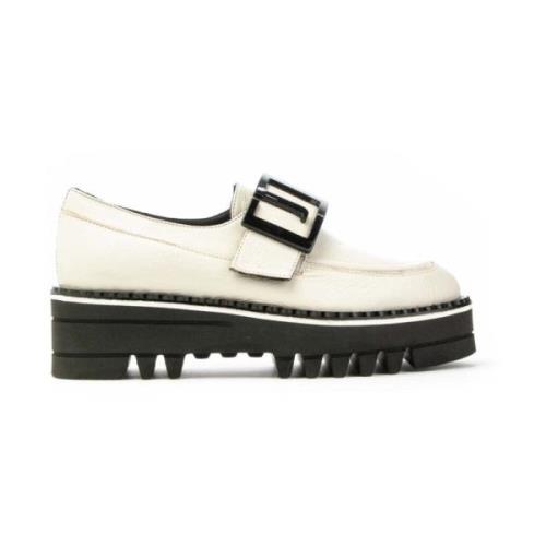 Dames Platform Gesp Mocin Jeannot , White , Dames