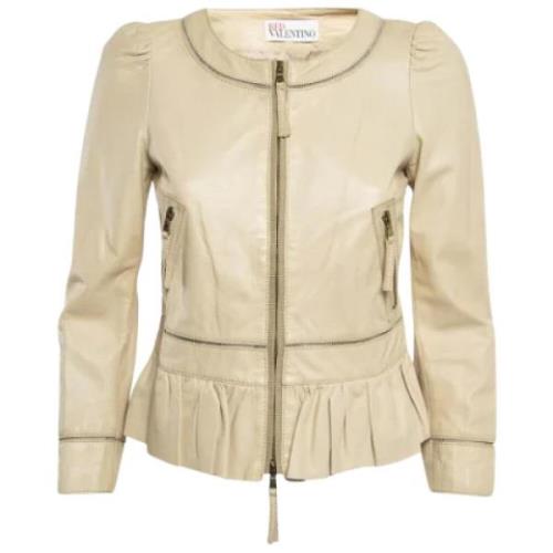 Pre-owned Leather outerwear Valentino Vintage , Beige , Dames