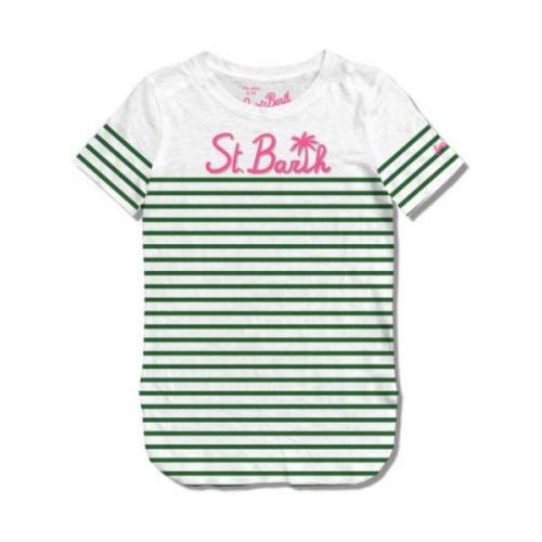 Gestreept Palmprint T-shirt MC2 Saint Barth , Multicolor , Dames
