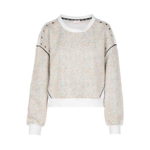 Ivory Chic Fringed Sweater Liu Jo , Beige , Dames