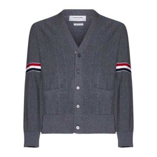 RWB Gestreepte V-hals Cardigan Sweaters Thom Browne , Gray , Heren