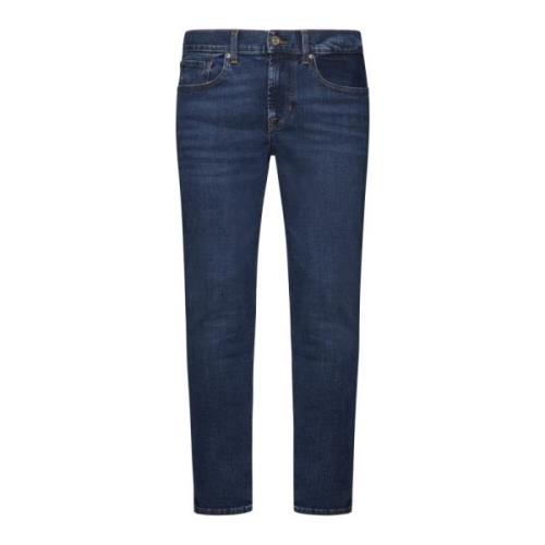 Blauwe Slimmy Tapered Stretch Jeans 7 For All Mankind , Blue , Heren