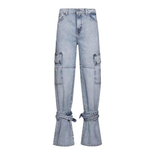 Blauwe Denim Cargo Zak Jeans 7 For All Mankind , Blue , Dames
