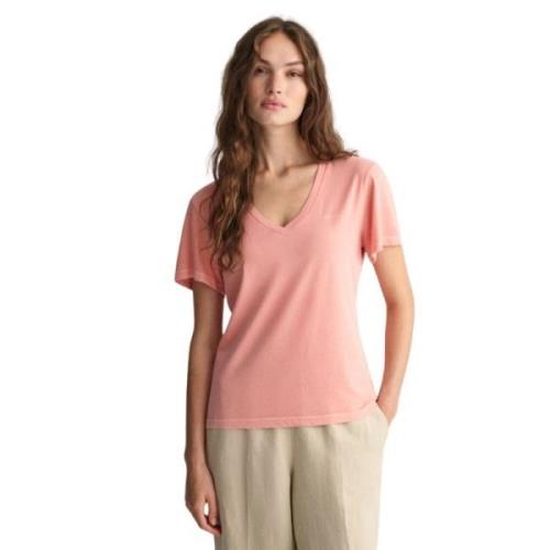 Sunfaded V-hals T-shirt Gant , Pink , Dames