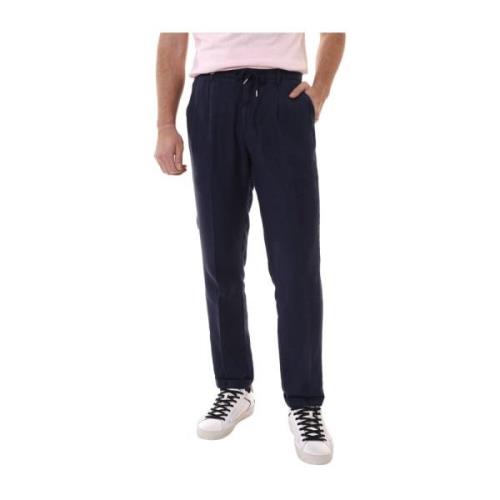 Blauwe Linnen Chino Broek 40Weft , Blue , Heren