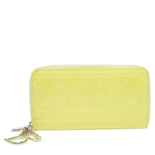 Pre-owned Leather wallets Dior Vintage , Yellow , Dames