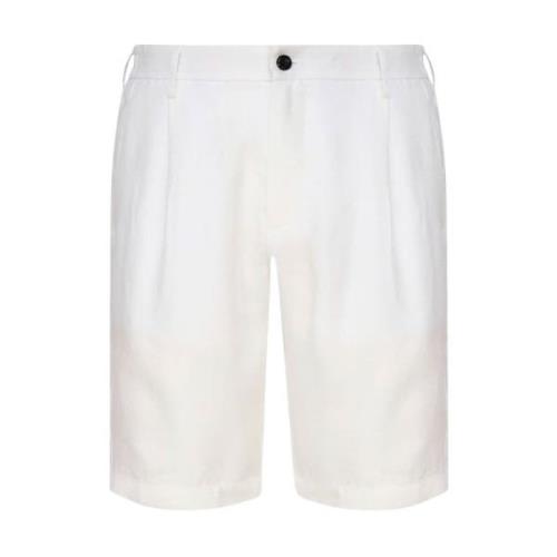 Bermuda Linnen Shorts Eleventy , White , Heren