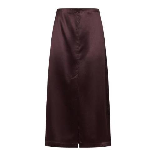 Bordeaux Rode Zijde Satijnen Rok Loulou Studio , Brown , Dames